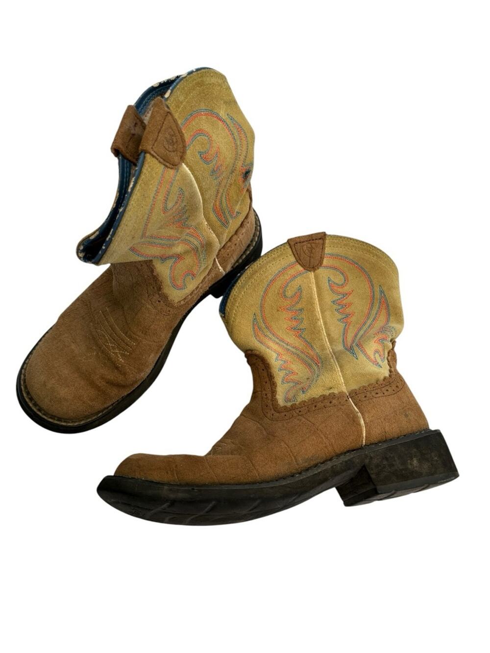 Ariat women's size 9.5 B cowboy boots fatbaby Blue Tan Western rodeo